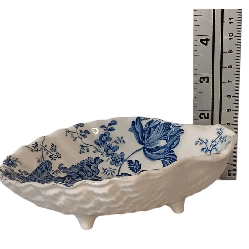 Blue Floral Chinoiserie Shell Shaped Dish Charlotte Royal Crownford Ironstone